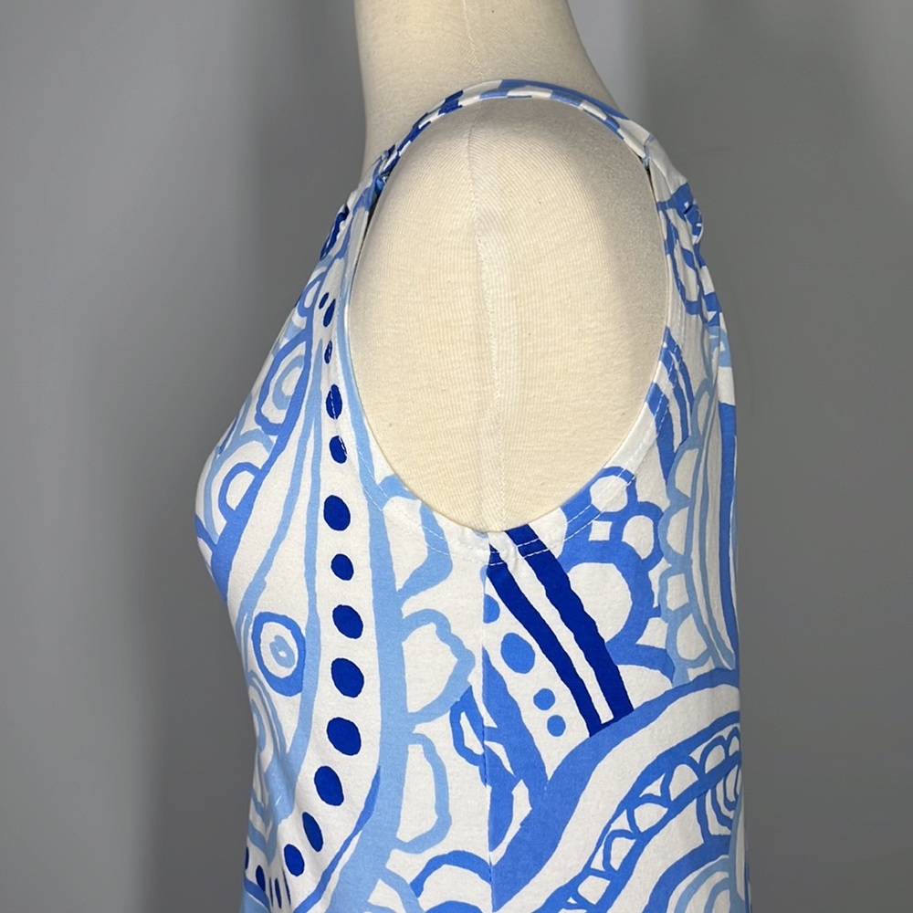 BARBARA GERWITT A-Line Casual Cotton Dress Keyhole Sleeveless Paisley - Picture 3 of 8